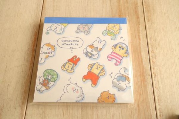 画像1: ごろごろにゃんすけ　スクエアメモ　だらりホワイト (1)