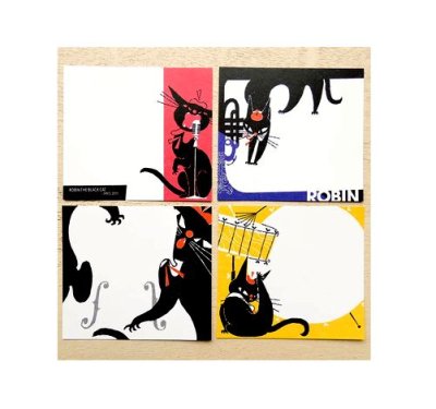 画像1: ブロックメモ　黒ねこ意匠　ROBIN THE BLACK CAT