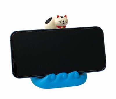 画像1: デコレ　コンコンブル　富士山でまったり　スマホスタンド　黒猫