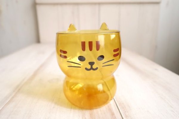 画像1: デコレ　猫耳グラス　トラ (1)
