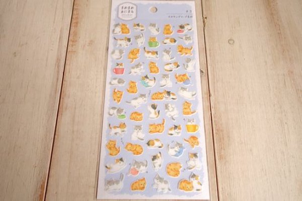 画像1: マメマメアニマルステッカー　ネコ (1)