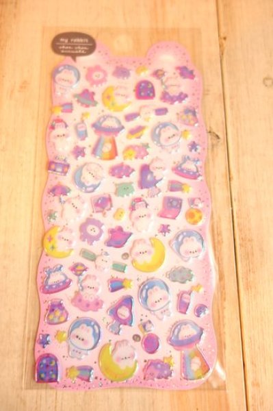 画像1: キラキラぷくぷくシール　my rabbit (1)