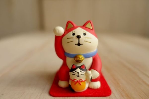 画像1: デコレ　コンコンブル　開運カラー招き猫　赤 (1)