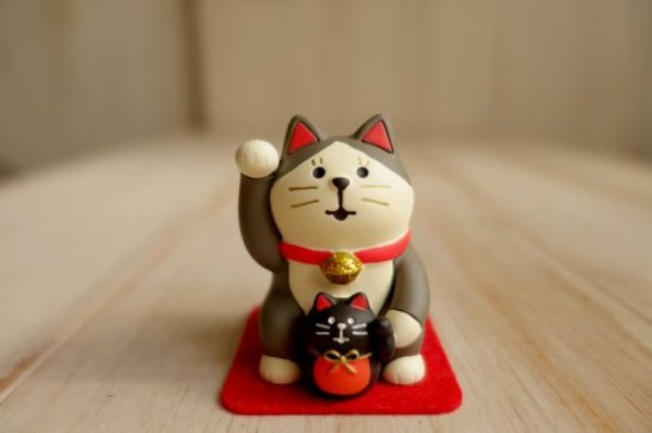 画像1: デコレ　コンコンブル　開運カラー招き猫　黒 (1)