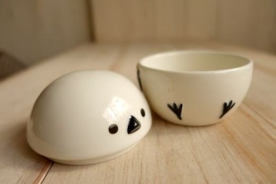 画像1: デコレ　ニホンノコトリ　ことり小物入れ　シマエナガ