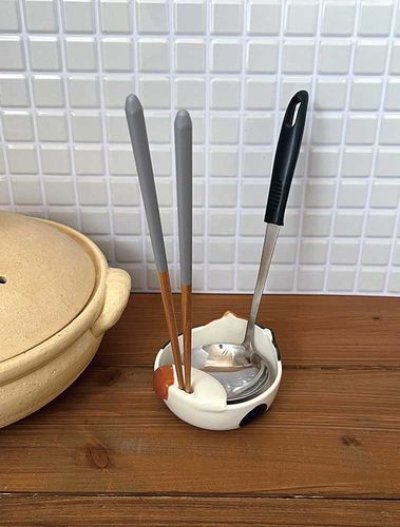 画像2: デコレ　猫のお玉ホルダー　みけ