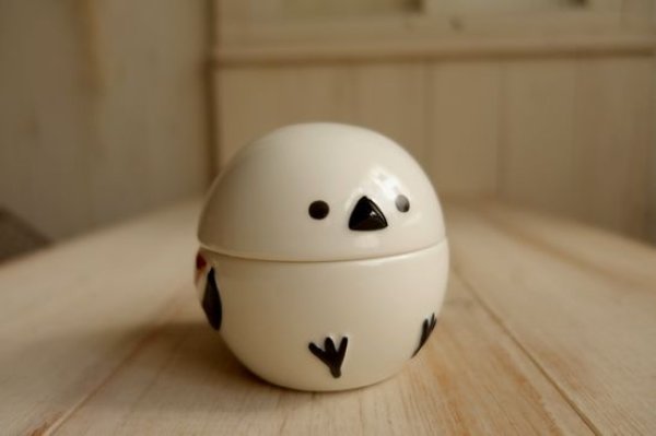 画像1: デコレ　ニホンノコトリ　ことり小物入れ　シマエナガ (1)