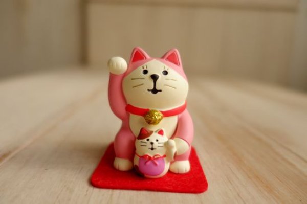 画像1: デコレ　コンコンブル　開運カラー招き猫　桃 (1)