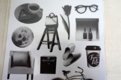 画像1: シアーフォトモチーフシール　モノクローム