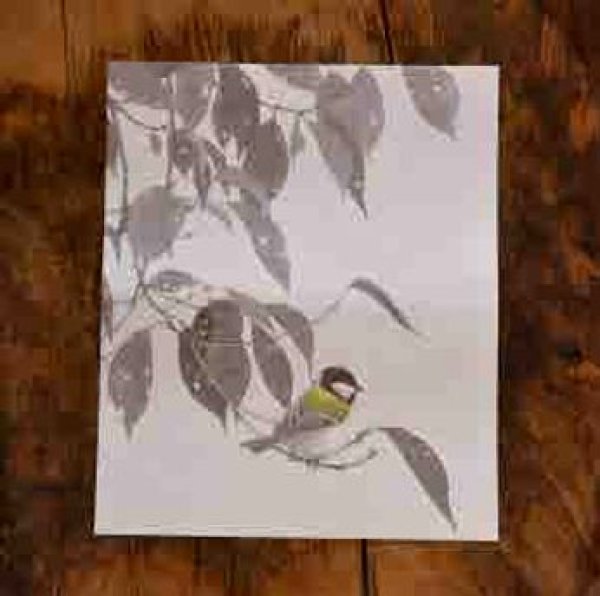 画像1: ユカワアツコさんの四季の野鳥懐紙　シジュウカラ (1)