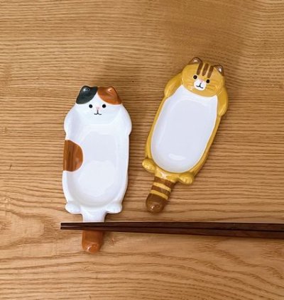 画像2: デコレ　猫の箸置き小皿　とら