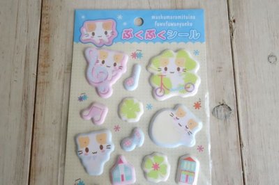 画像2: ましゅまろみたいなふわふわにゃんこ　ぷくぷくシール