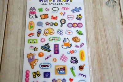 画像1: ハピハピステッカー　ネコ