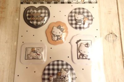 画像1: ぷっくりドームシール　ハローキティ　ブラック