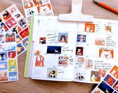 画像1: スクエアシール　動物だらけ　ねこ