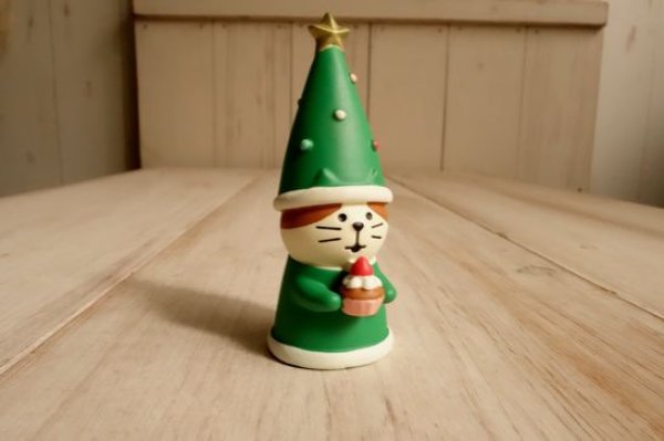 画像1: デコレ コンコンブル　とんがり帽子猫　ツリー (1)