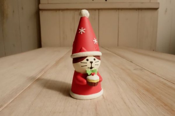 画像1: デコレ コンコンブル　とんがり帽子猫　サンタ (1)