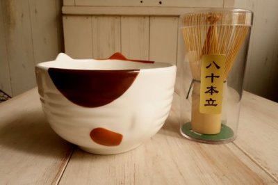 画像3: デコレ　抹茶碗&茶筅セット　みけ