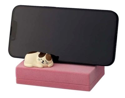 画像1: デコレ おひるねソファのスマホスタンド　ミケネコ