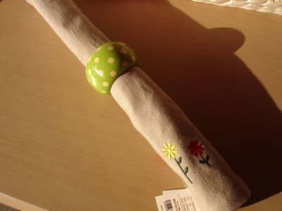 画像1: 刺繍ランチョンマット＆リング　お花A