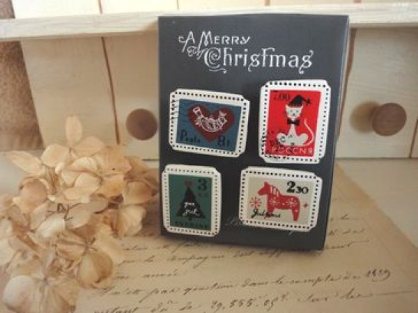 画像1: デコレ　クリスマの切手プッシュピン (1)