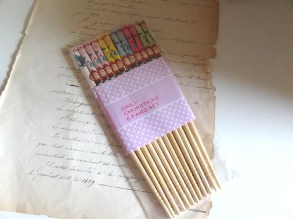 画像1: 竹箸６膳セット　赤ずきん　M (1)