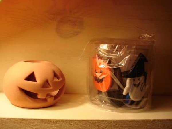画像1: ハロウィングラス＆オーナメント　かぼちゃ　ブラック (1)
